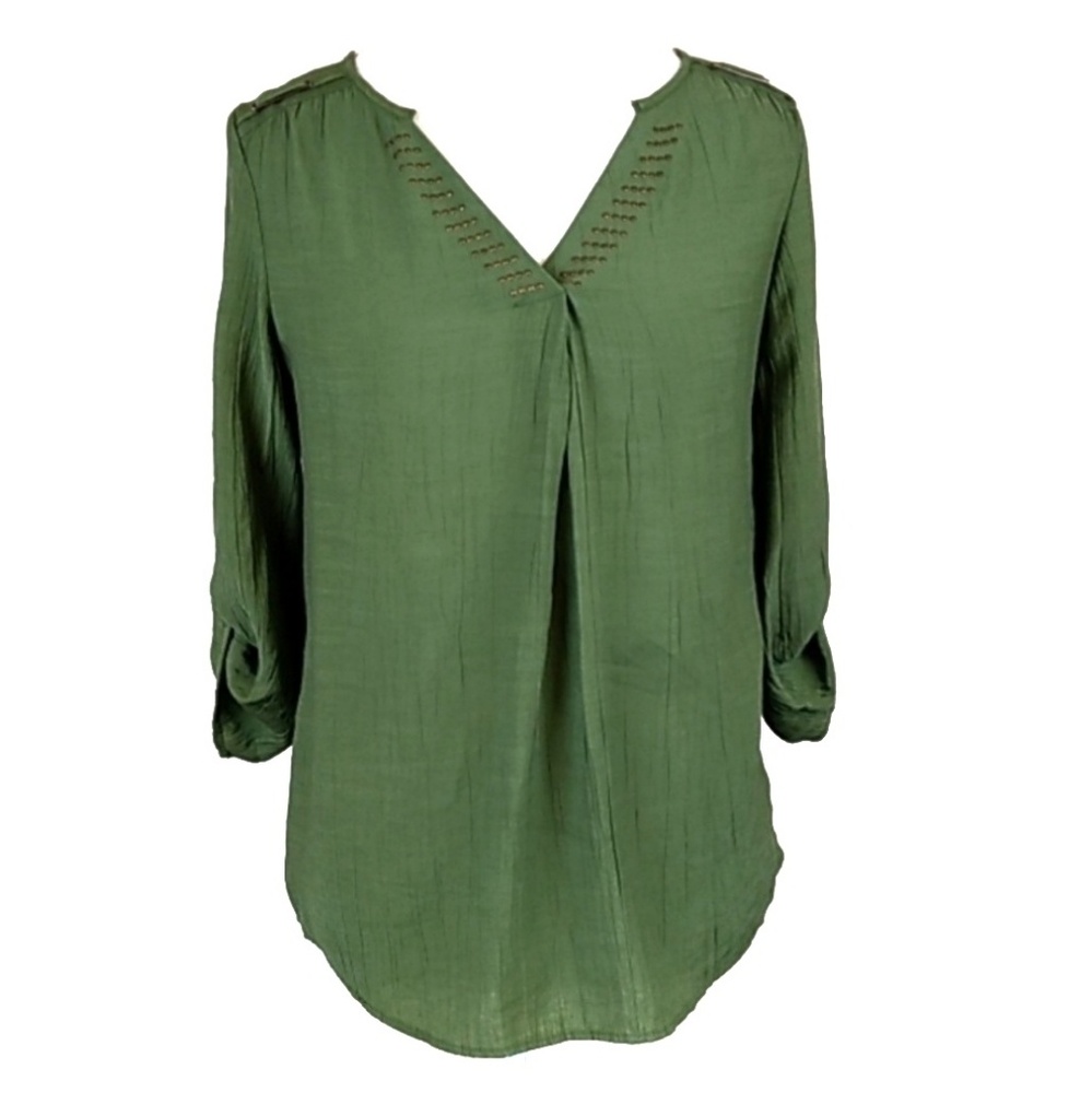 Kim Rogers Green 3/4 Sleeve Top Size Small Petite